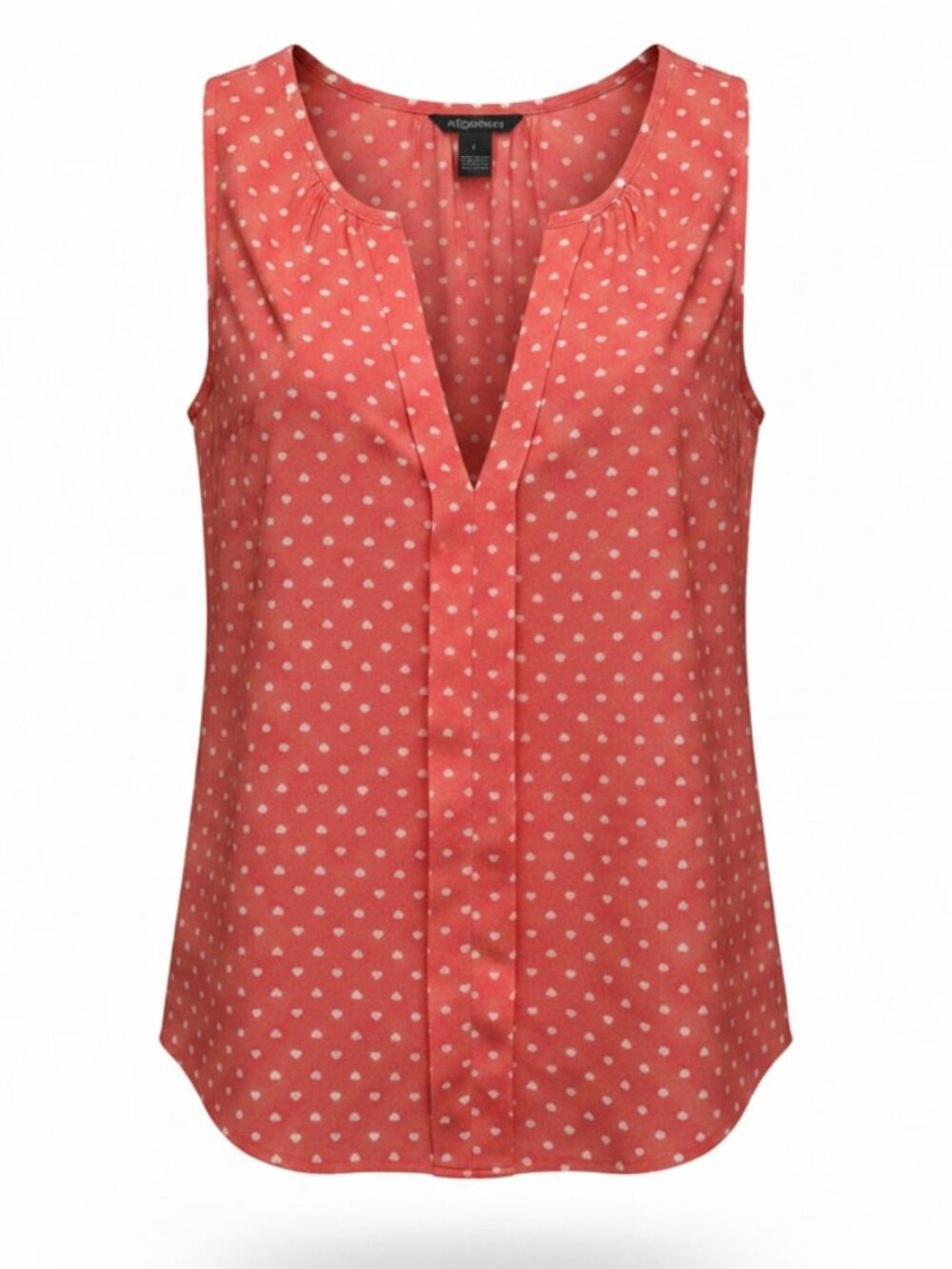 NWT Millenium Sleeveless Pullover Blouse Top Size M Peach Hearts Flowy V Neck